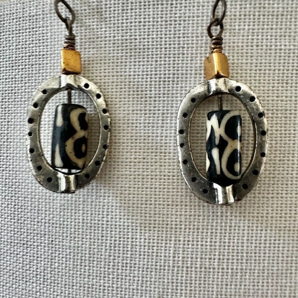 Batik bead drop earrings